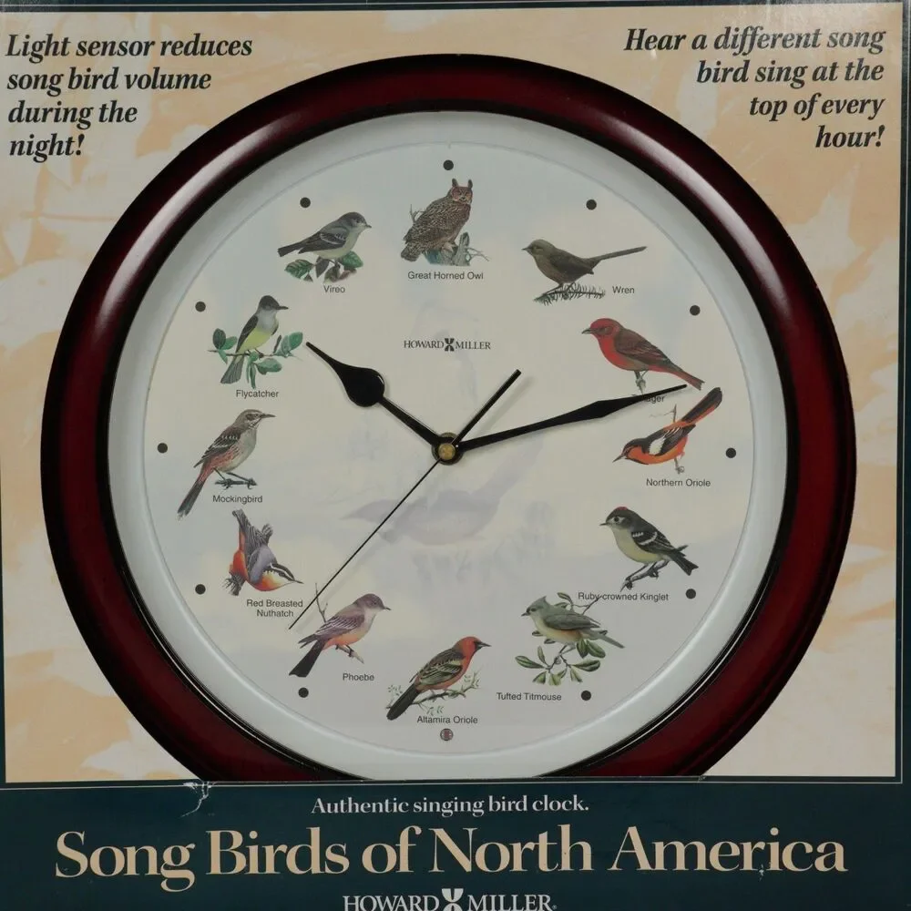 VTG Howard Miller Song Birds of North America Wall Clock Model 625-217 Quartz